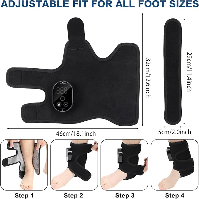 Foot Massager for Neuropathy Plantar Fasciitis Pain Relief, Cordless Heated Vibrating Wrap-Around Ankle Feet Massager,3 Modes,6 Heat Levels,Adjustable Timer,Portable for Home Travel (Black) - Image 5