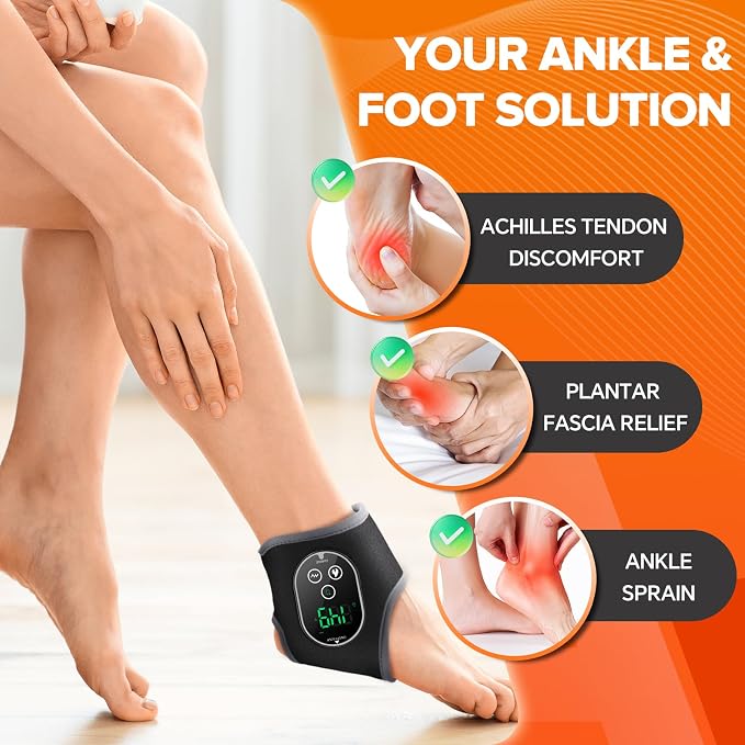 Cordless Foot Massager for Neuropathy, 3000mAh Rechargeable Ankle Heating Pad with Massage for Circulation, Foot Ankle Pain Relief Massager Plantar Fasciitis Relief, Black - Image 2