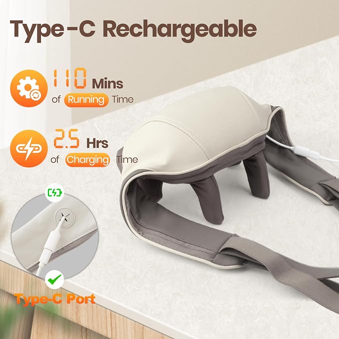 Neck Massager for Pain Relief Deep Tissue with Heat, Brushless - Image 7