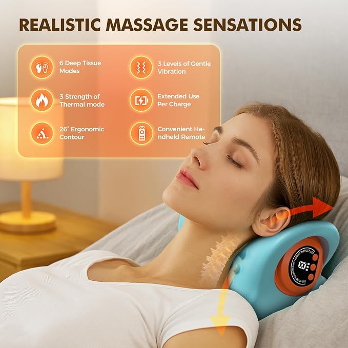 Neck Massager 2026 Portable Neck Traction Device,Cervical with Heating & Vibration–Relieve Muscle Tension,4-in-1 Neck Customizable Massage Modes with Wireless Remote Control - Image 4