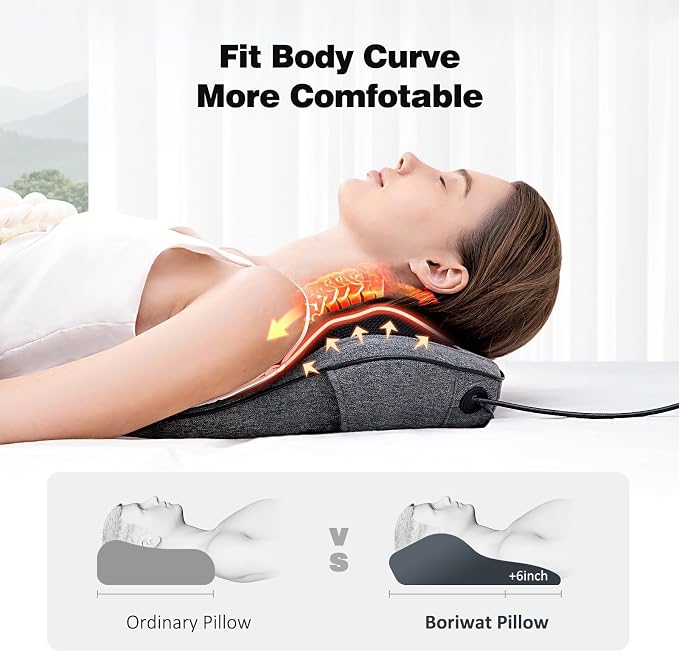 Boriwat Neck Massager with Heat, Back Massager & Deep Tissue Massager, 3D Kneading Massage Pillow for Neck, Back, Shoulder, Leg, Gifts Men Women Mom Dad, Stress Relax at Home Office and Car (Gray) - Image 3