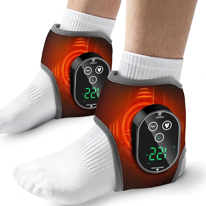 2PCS Cordless Ankle Heating Pads, Foot and Ankle Massager for Pain Relief by BETOLEAN