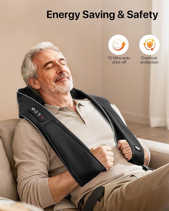 ALLJOY Shiatsu Neck and Back Massager with Heat, Deep Tissue Kneading Electric Massager for Shoulder, Lumbar, and Leg Pain Relief, Self-Care Wellness Gifts for Women Men Mom Dad - Image 4