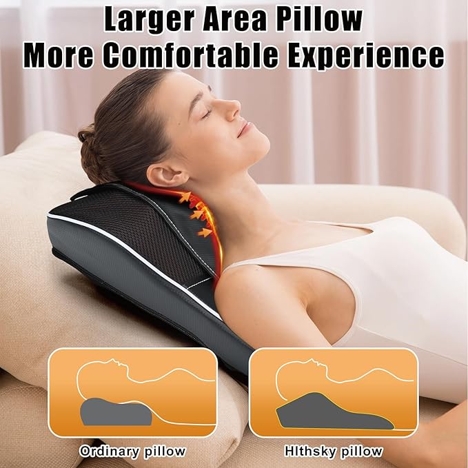Shiatsu Neck and Back Massager with Heat,Neck Massager for Pain Relief deep Tissue,3D Kneading Massage Pillow for Back,Shoulder,Leg,Gifts for Mom,Dad,Women (Black) - Image 2