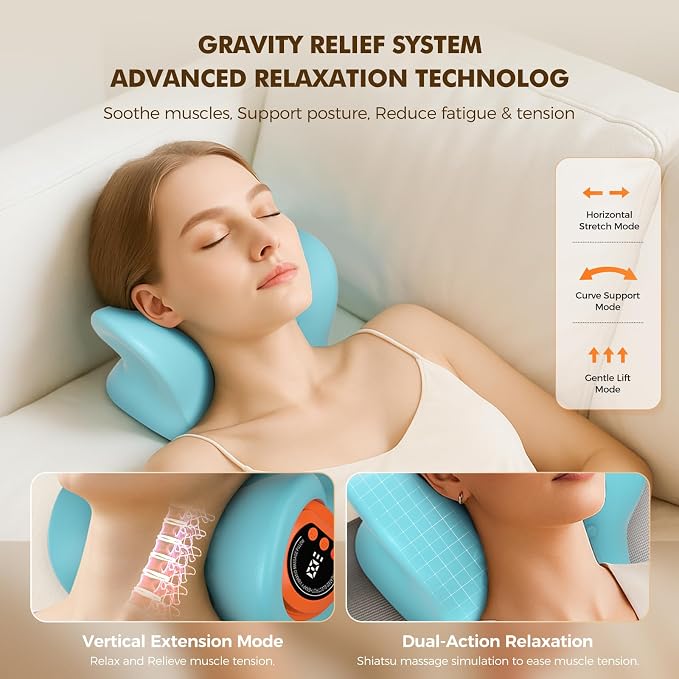 Neck Massager 2026 Portable Neck Traction Device,Cervical with Heating & Vibration–Relieve Muscle Tension,4-in-1 Neck Customizable Massage Modes with Wireless Remote Control - Image 2