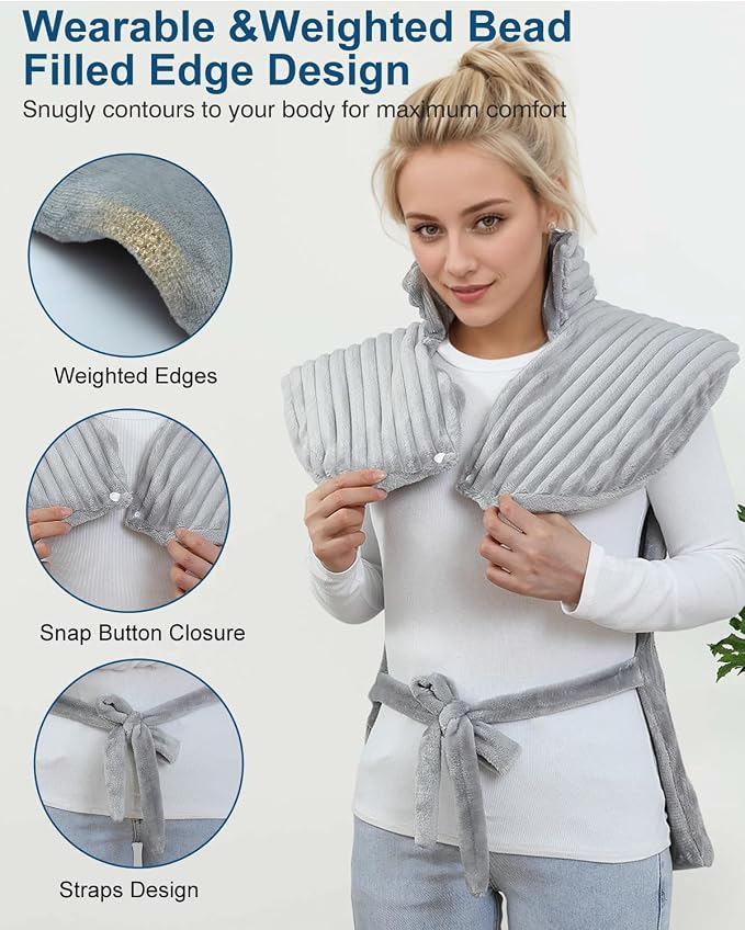 Heating Pad with Massager for Back Pain Cramps Relief,24"x35",Grey - Image 2