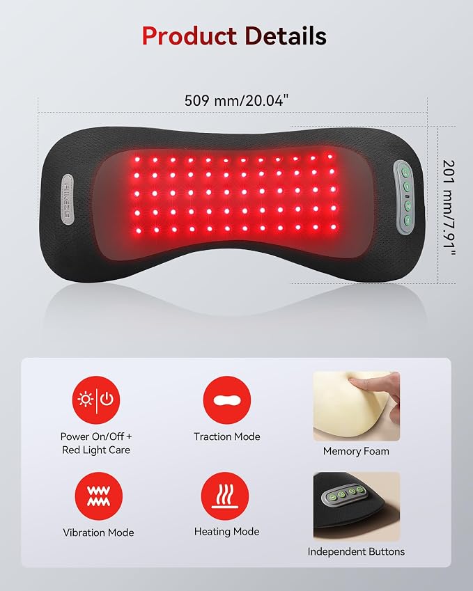 FliKEZE 4-in-1 Lumbar Massager with Red Light 650/850nm Cordless 5000mAh - Image 9