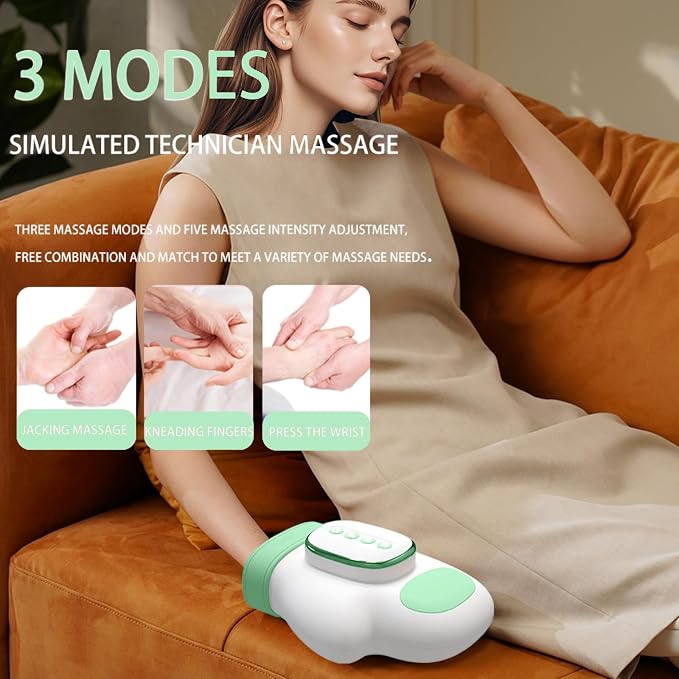 Hand Massager with Heat,360°Airbag Compression for Wrist & Fingers,3 Modes 3 Intensities,Hand Massagers for Arthritis and Carpal Tunnel & Pain Relief,Gifts for Men,Women - Image 3