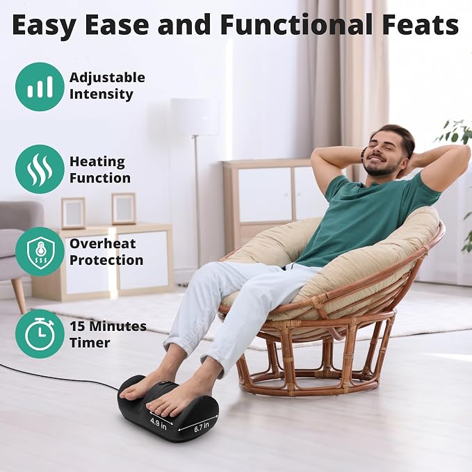 Medcursor Foot Massager with Heat - Foot and Calf Massager with Massage Roller, Deep Massage for Plantar Fasciitis, Pain Relief, Neuropathy, Relax for Home or Office Use (Not Cordless) - Image 4