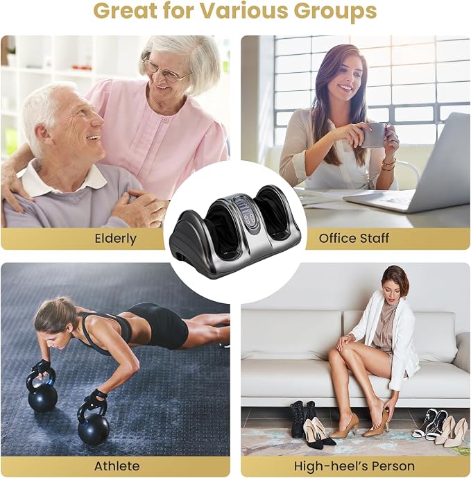 WELLHUT Foot Massager Machine Shiatsu Foot and Calf Massager for Ankle, Calf Leg Arm, Shiatsu Kneading Rolling, Feet Massager Machine, Gifts for Men and Women, Gray - Image 8