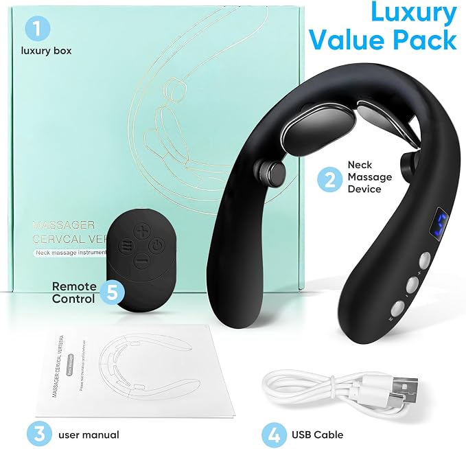 Electric Neck Massager with Heat - 10 Modes & 16 Levels, Portable for Travel, Perfect for Relaxation，Black - Image 8