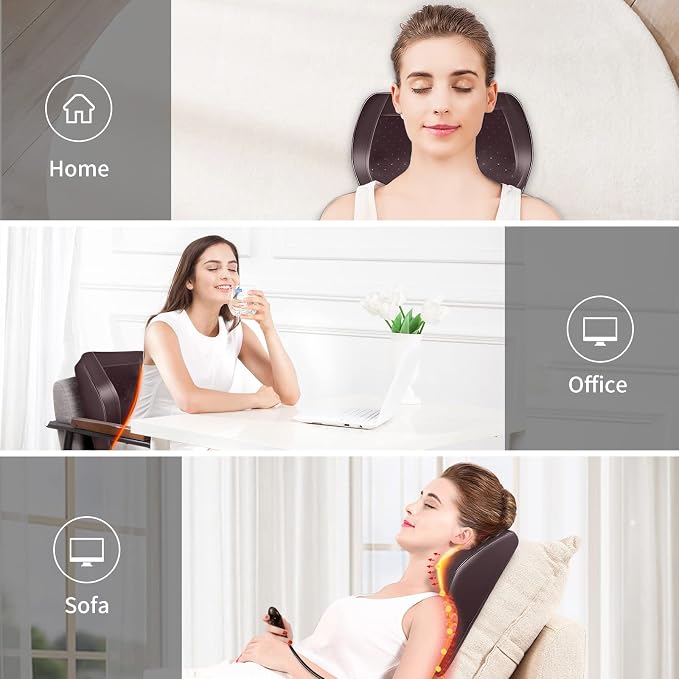 Boriwat Neck Massager with Heat, Back Massager & Deep Tissue Massager, 3D Kneading Massage Pillow for Neck, Back, Shoulder, Leg, Gifts Men Women Mom Dad, Stress Relax at Home Office and Car (Brown) - Image 8