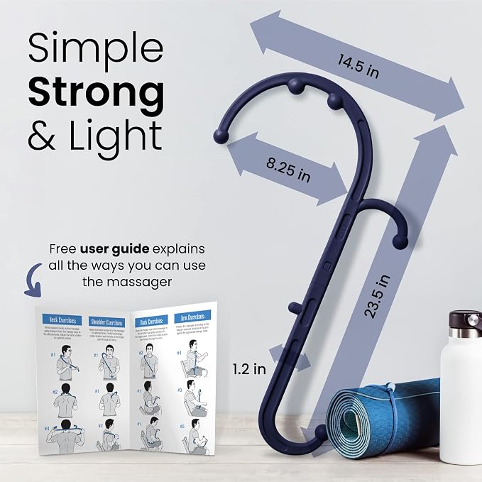 LiBa Back and Neck Massager Trigger Point Hook Therapy Tool Navy - Image 7