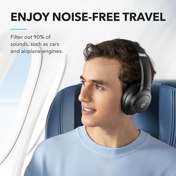 Soundcore by Anker Q20i Hybrid Active Noise Cancelling Headphones, Black | Over-Ear, Bluetooth, 40H ANC Playtime, Hi-Res Audio, Big Bass, Transparency Mode, Customize via App, Travel, Home, Office - Image 2