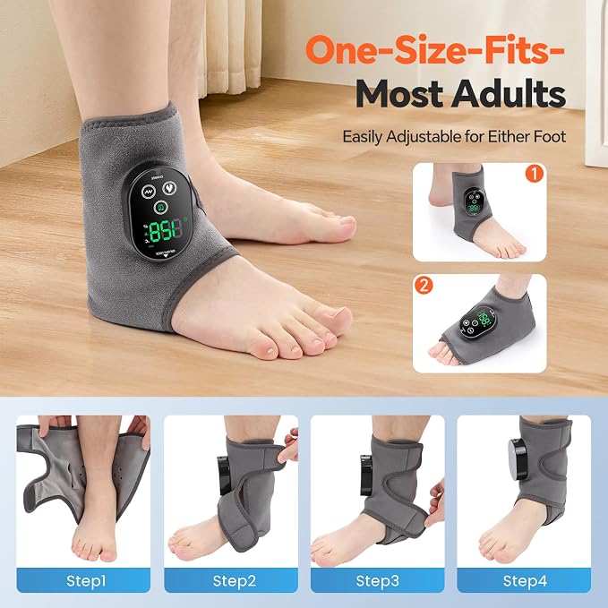 2PCS Cordless Foot Massager for Neuropathy, Foot and Ankle Massager for Pain Relief, 3000mAh Rechargeable Ankle Heating Pad with Massage for Circulation, Gray - Image 5