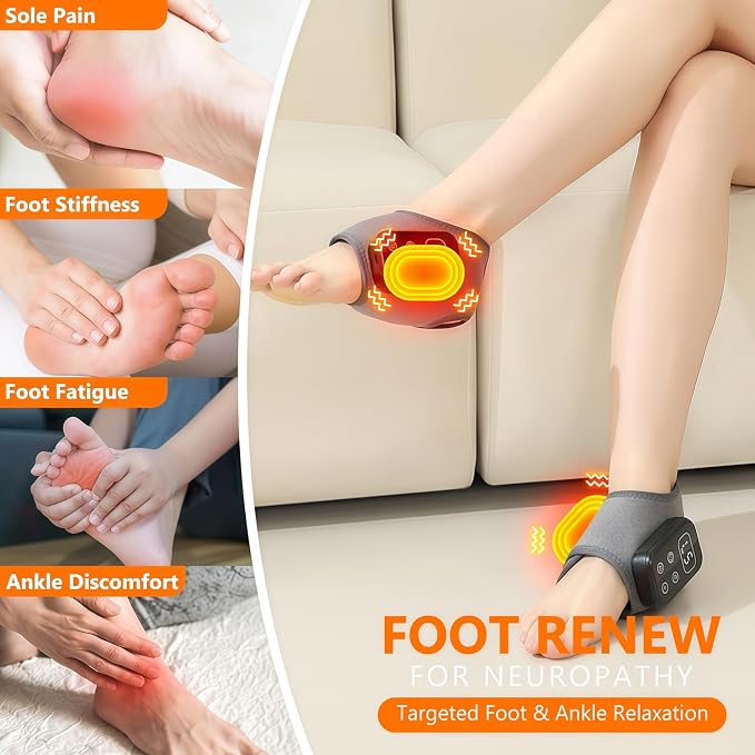 Foot Advanced Renew Triple Method Massager for Neuropathy and Plantar Fasciitis, Cordless Foot Massager with Heat and Vibration, Portable for Home Travel Use（Gray 2pcs） - Image 6
