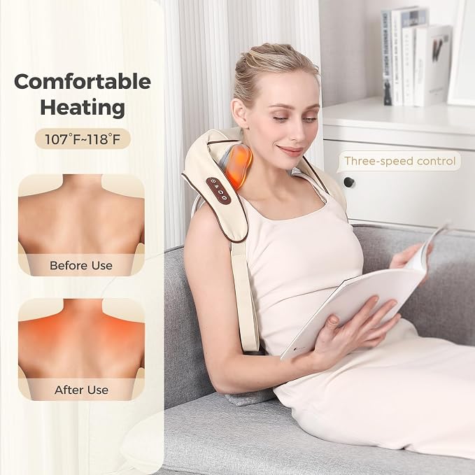 KppeX 4D Deep Cordless Neck Massagers Pillow, Shell White - Image 3
