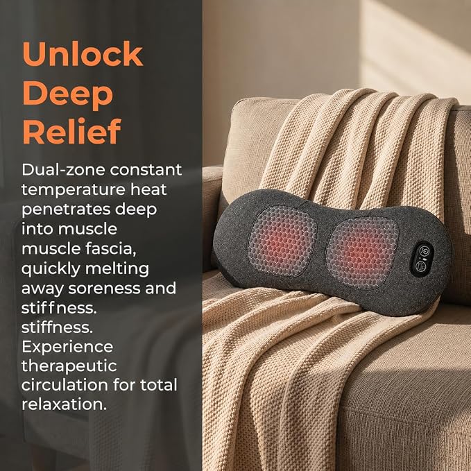 3-in-1 Cordless Lumbar Support Pillow with Heat, Vibration and Traction, Electric Lower Back Massager for Pain Relief Deep Tissue, Decompression Back for Chair, Bed, Car - Image 6