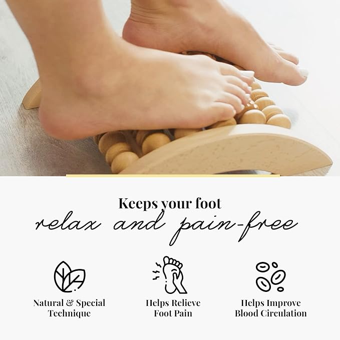 Tuuli Accessories - Wooden Foot Massager, Grooved Muscle Roller, Helps Ease Muscle Tension and Improve Blood Circulation, Natural Wood Therapy Massage Tools, 29 x 24.5 cm - Image 7