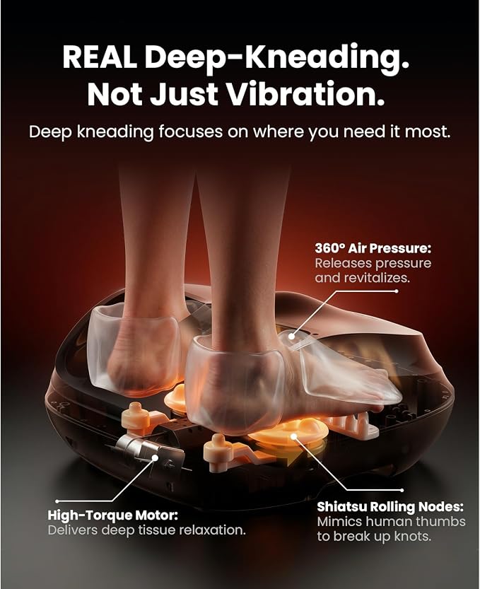 BOB AND BRAD Foot Massager with Heat, Shiatsu Deep Kneading & Air Compression for Plantar Fasciitis, FSA Eletric Feet Massager Machine, Fits US Size 12, HSA Eligible - Image 4