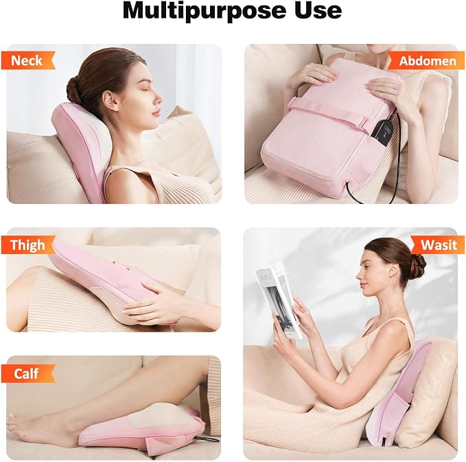 Boriwat Neck and Back Massager with Heat, 3D Kneading Shiatsu Massage Pillow for Neck, Back, Shoulders, Legs, Deep Tissue Relief for Sore Muscles, Home & Car, Great Gift for Women, Men, Mom, Dad - Image 6
