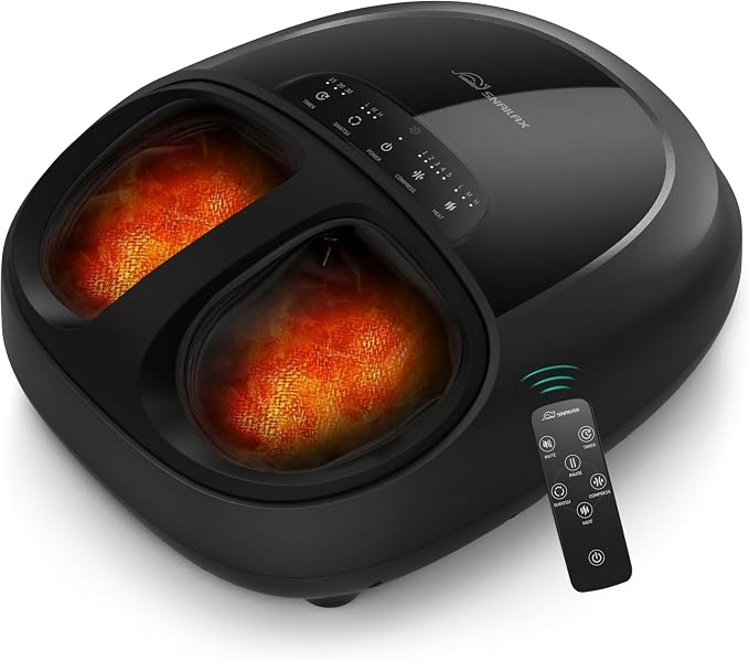 Snailax 2026 Upgrade Foot Massager Machine with Heat, Compression, Deep Kneading Shiatsu, Rolling Scratch for Plantar Fasciitis Relief (Remote Control), Men Size 13 at Home Office by Snailax