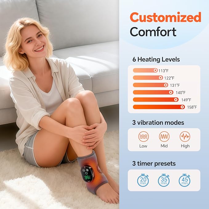 2PCS Cordless Foot Massager for Neuropathy, Foot and Ankle Massager for Pain Relief, 3000mAh Rechargeable Ankle Heating Pad with Massage for Circulation, Gray - Image 6