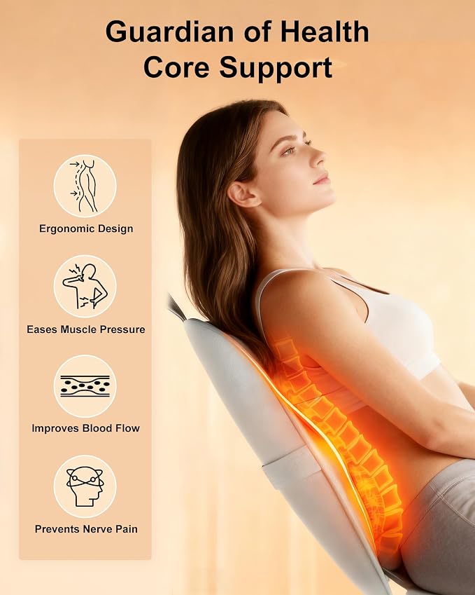 Full Back Massager with Heat – Rechargeable Cordless Back Massager for Pain Relief & Deep Tissue 3D Kneading, Neck Shoulder Waist Massage for Home, Office, Car, Gifts for Men & Women - Image 3