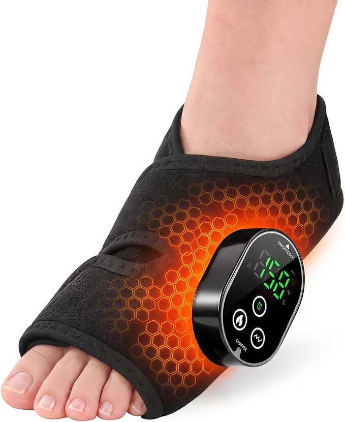 Foot Massager for Neuropathy, Ankle Heating Pad Brace Wrap with Massage by Tovaxi