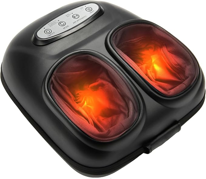 LINGTENG Foot Massager, Heated Foot Massager (Glossy Silver) by LINGTENG