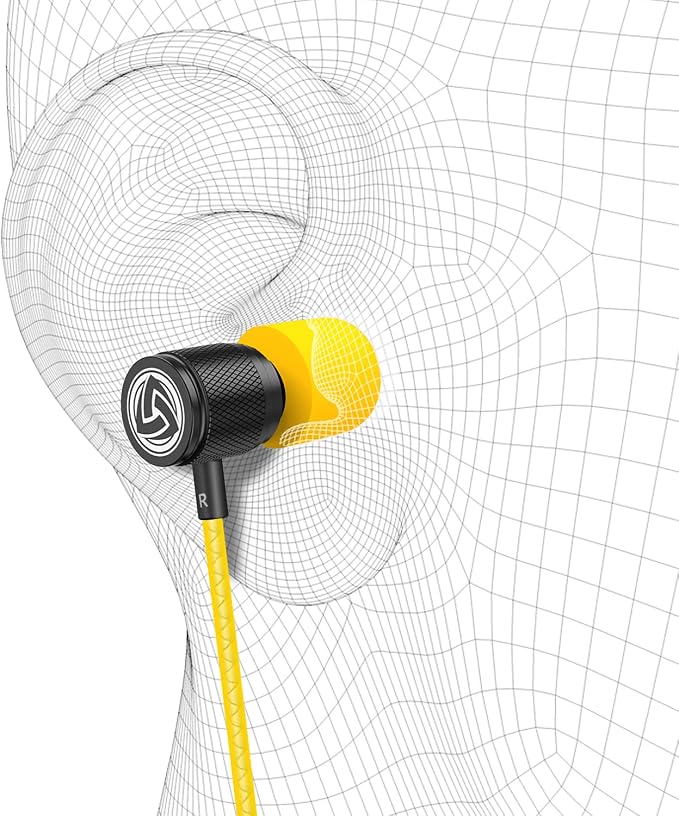 LUDOS Ultra Wired Earbuds in-Ear Headphones, 5 Years Warranty, Earphones with Microphone, Noise Isolating Ear Buds, Memory Foam for iPhone, Samsung, School Students, Kids, Women, Small Ears - Yellow - Image 8