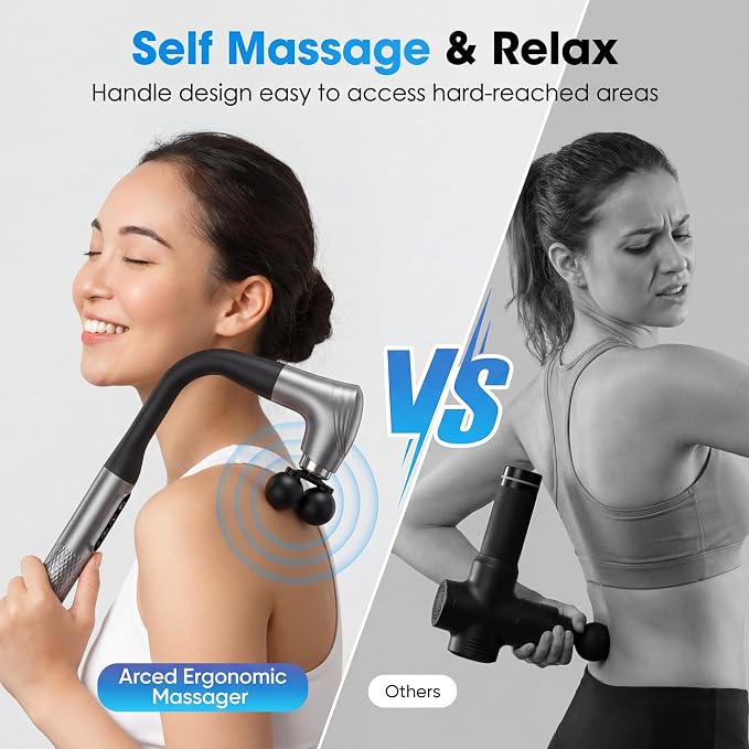Long Handle Massage Gun for Back and Shoulders, Dual-Head - Image 2