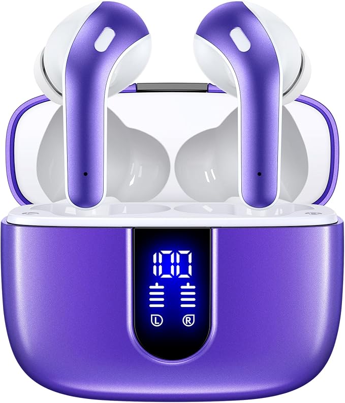 TAGRY Bluetooth Headphones True Wireless Earbuds 60H Playback LED Power Display Earphones with Wireless Charging Case IPX5 Waterproof in-Ear Ear buds with Mic for TV Smart Phone Laptop Computer Sports by TAGRY