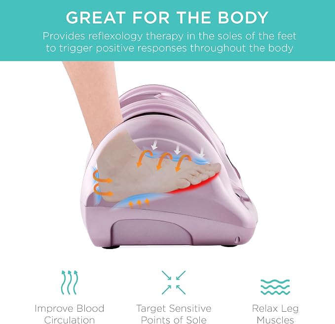 Best Choice Products Shiatsu Foot Massager for Pain Relief, Plantar Fasciitis, Neuropathy, Blood Circulation, Remote Control w/Compact Design - Rose - Image 3