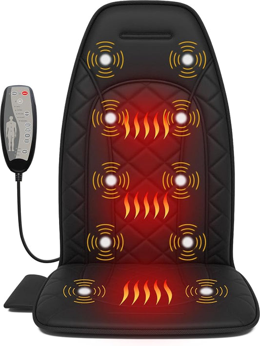 Vibraiton Back Massager for Chair, Massage Seat Cushion, Back Massage Pad with Heat,10 Vibration Motors,5 Vibration Modes,Chair Massager at Office/Home by Therazzagge
