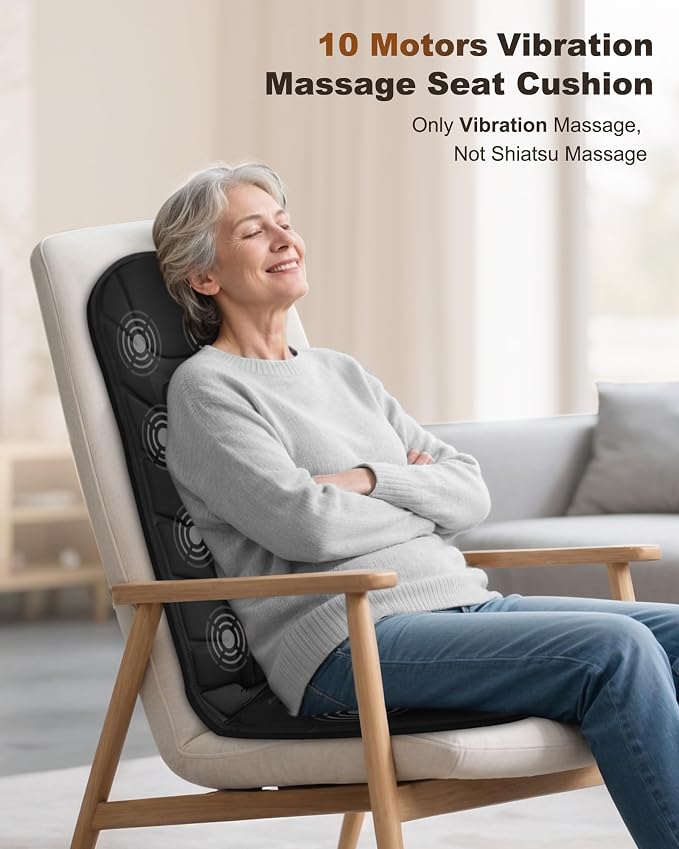 Snailax Back Massager with Heat, Vibration Massage Chair Pad, Seat Cushion - Image 2