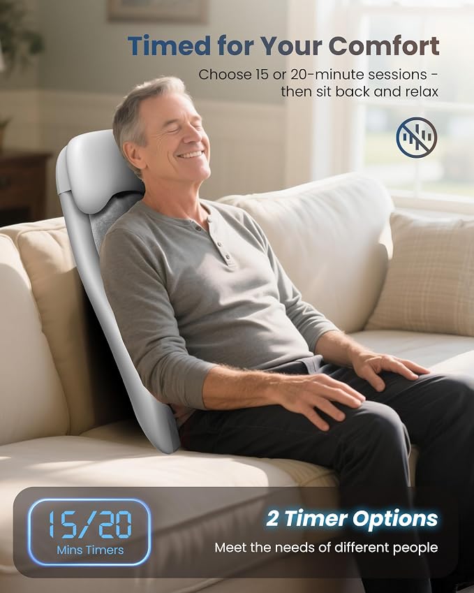 COMFIER Cordless Back Massager with Heat, Rechargeable Shiatsu Chair Pad - Image 6