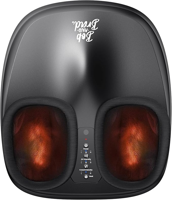 BOB AND BRAD Foot Massager with Heat, Shiatsu Deep Kneading & Air Compression for Plantar Fasciitis, FSA Eletric Feet Massager Machine, Fits US Size 12, HSA Eligible by BOBANDBRAD