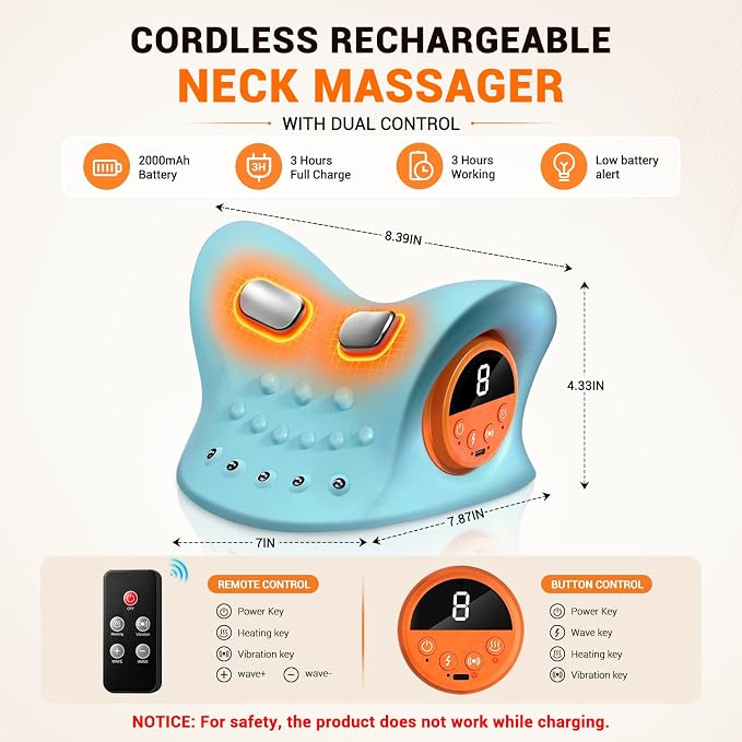 Cordless Neck Massager with Heat for Pain Relief Deep Tissue - Image 6