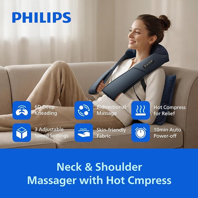 PHILIPS Neck Massager with Heat, Deep Tissue Kneading for Body Relaxation - Image 2