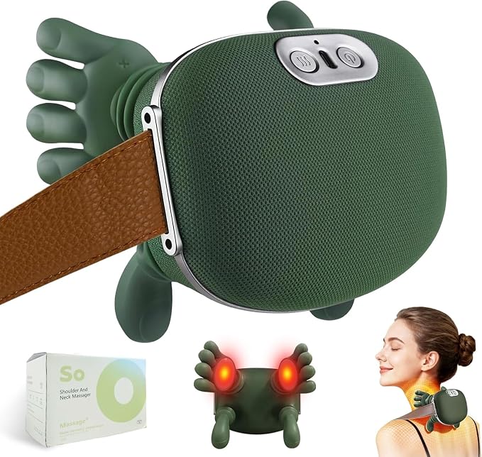 Heated Neck Massager, Portable Shiatsu Shoulder and Back Massager, Cordless Rechargeable Massage Master for Relief Pain and Muscle Relax by Unknown