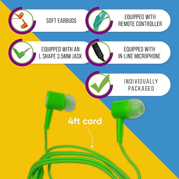 40 Pack Bulk Wired Earbuds with Microphone, In Ear Headphones 3.5mm Jack, 4ft Tangle Free Cable, Comfortable Fit, Affordable and Cost Effective, Ideal for School Classroom Testing Students, Black - Image 2