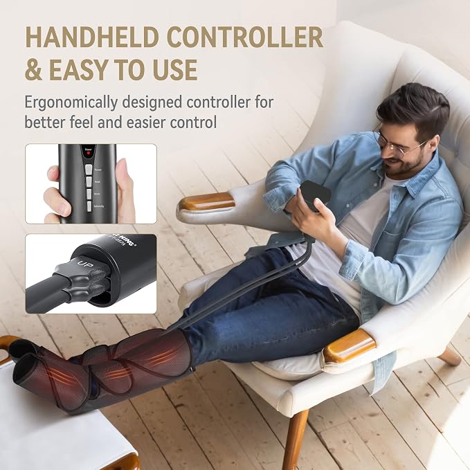 FIT KING Air Compression Leg and Foot Massager with Heat for Circulation - Image 3