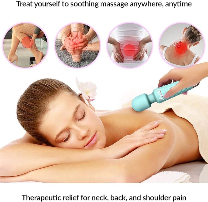 VibeMax Rechargeable Personal Massager - Powerful Multi Speed Vibration - Whisper Quiet - Waterproof - for Muscle Tension Relief in Neck, Back, Shoulders, Legs and Feet - Turquoise - Image 3