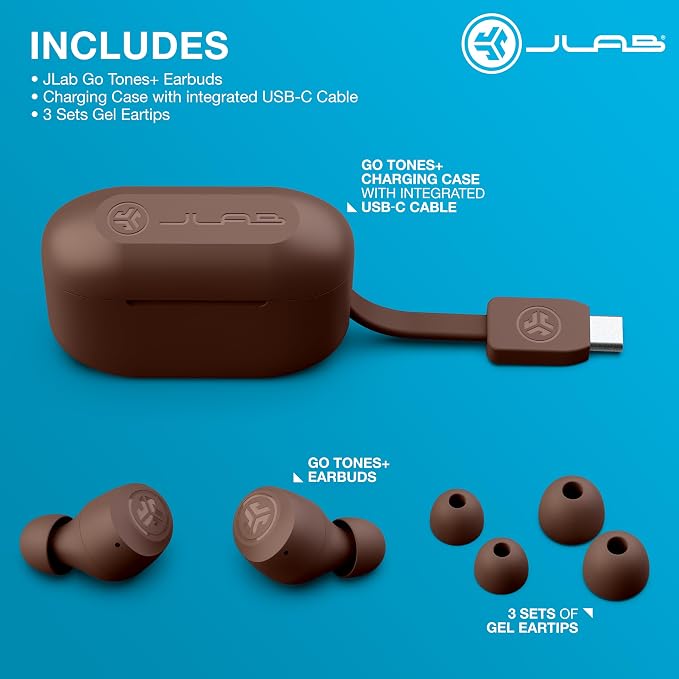 JLab Go Air Pop+ Tones True Wireless Earbuds, in Ear Bluetooth Headphones with Microphone, 35H Playtime, USB-C Charging Case, Dual Connect, EQ3 Sound, 4625 W - Image 7