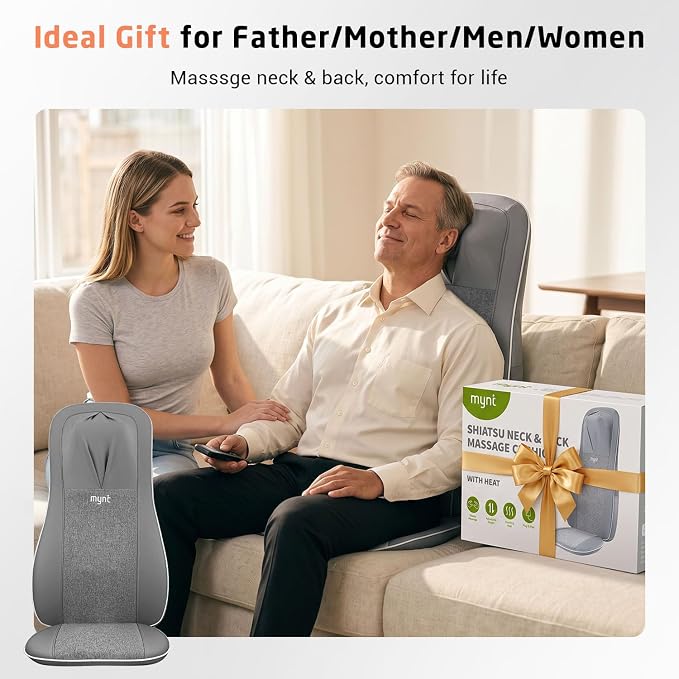 Mynt Shiatsu Neck & Back Massager for Chair, Deep Tissue Kneading Chair Pad - Image 9