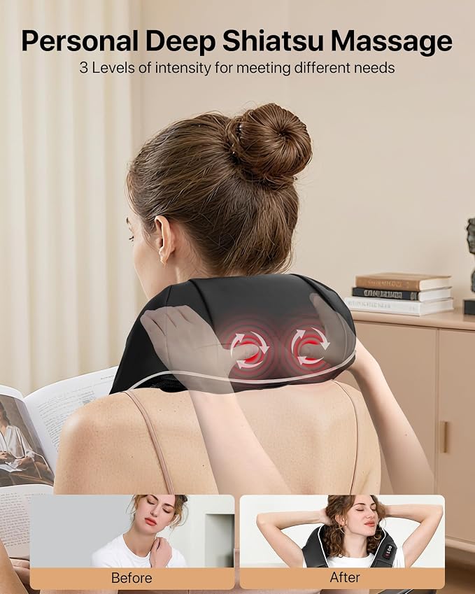 ALLJOY Shiatsu Neck and Back Massager with Heat, Deep Tissue Kneading Electric Massager for Shoulder, Lumbar, and Leg Pain Relief, Self-Care Wellness Gifts for Women Men Mom Dad - Image 2
