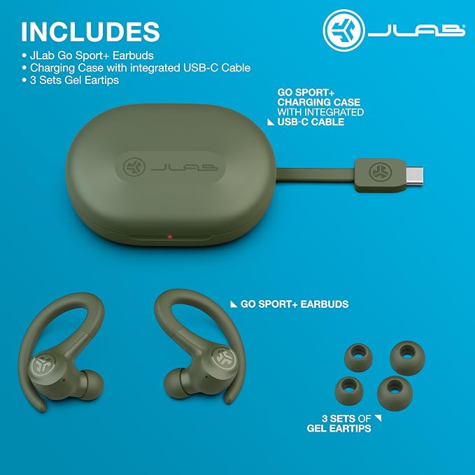 JLab, Go Sport+, True Wireless Workout Earbuds, Bluetooth Sport Earbuds, Clear Calling, Green - Image 4