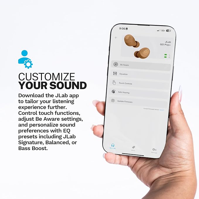 JLab Go Air Pop+ Tones True Wireless Earbuds, in Ear Bluetooth Headphones with Microphone, 35H Playtime, USB-C Charging Case, Dual Connect, EQ3 Sound, 4625 W - Image 2