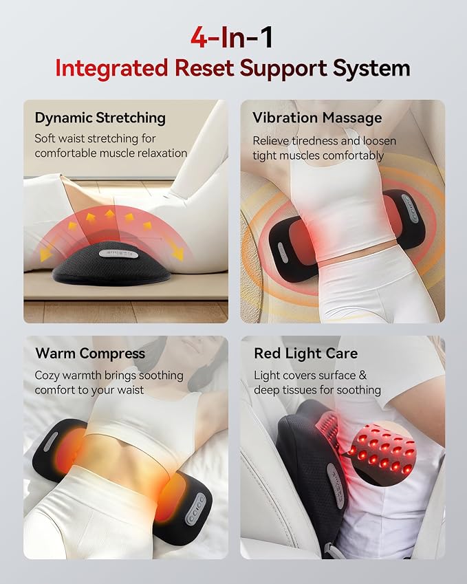 FliKEZE 4-in-1 Lumbar Massager with Red Light 650/850nm Cordless 5000mAh - Image 2